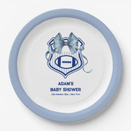 Bow Crest Rookie Football Sport Boy Baby Shower Pappteller