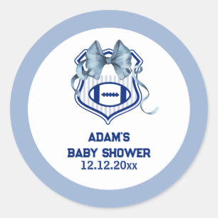 Bow Crest Rookie Football Sport Junge Baby Shower Runder Aufkleber