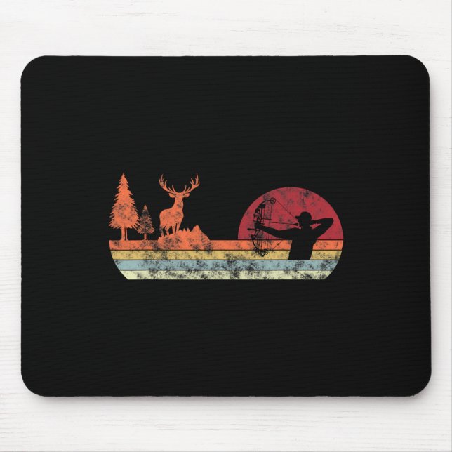 Bow Deer Jagd Vintage Retro Bogenschießen Mousepad (Vorne)