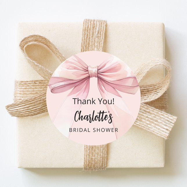Bow errush pink vielen Dank Brautparty Runder Aufkleber (Von Creator hochgeladen)