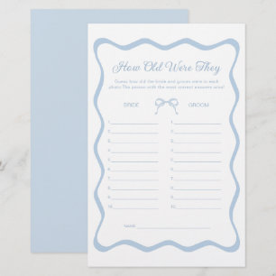 Bow etwas Blue Brautparty Age Guessing Game