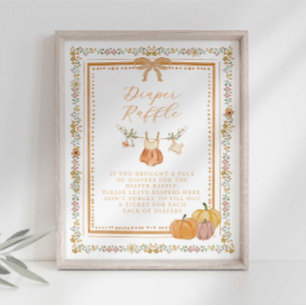 Bow Fall in Love Baby Shower Windel-Raffel-Schild Poster
