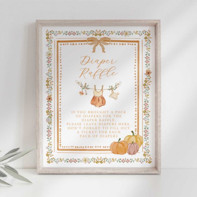 Bow Fall in Love Baby Shower Windel-Raffel-Schild Poster (Von Creator hochgeladen)