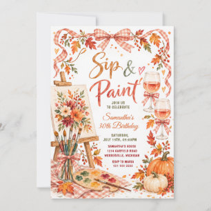 Bow Fall Kürbis Blumen Sip & Paint 30. Geburtstag Einladung