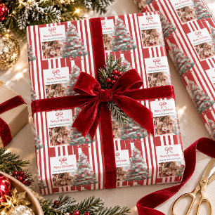 Bow Family Foto Vornehm Rote Streifen Frohe Weihna Geschenkpapier