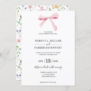 Bow floral elegante trendy Wedding Einladung