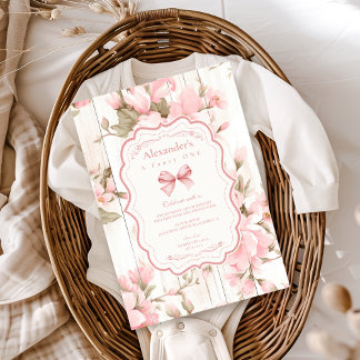 Bow Floral Extravagant ONE Girl 1. Geburtstag Einladung