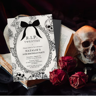 Bow Floral Skull RIP Zwanziger 30. Geburtstag Part Einladung
