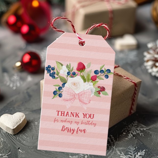 Bow floral Strawberry Birthday Berry First Fevor Geschenkanhänger (Von Creator hochgeladen)