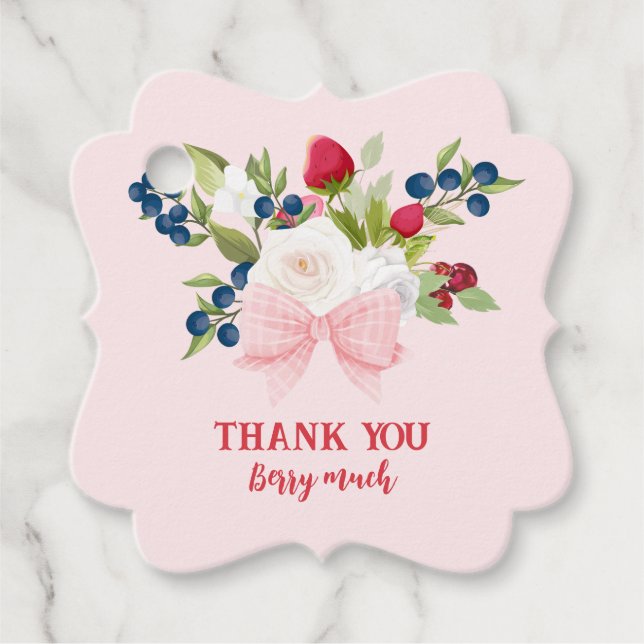 Bow floral Strawberry Thankyou Berry viel Geschenkanhänger (Vorderseite)