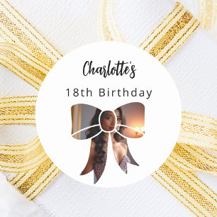 Bow Foto Birthday Runder Aufkleber
