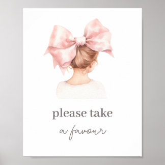 Bow Girl Birthday Favor Sign Poster