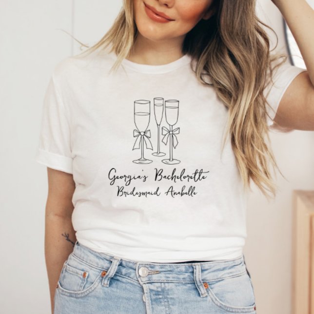 Bow Girls Weekend Modernes Drehbuch Bachelorette T-Shirt (Von Creator hochgeladen)