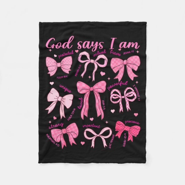 Bow God Say I Am Christian Girl Teen Women Bible V Fleecedecke (Vorderseite)