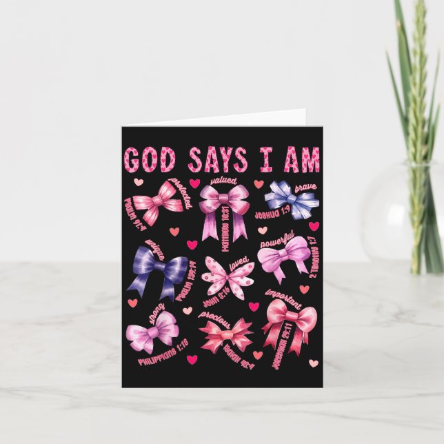 Bow God Say I Am Christian Girl Teen Women Bible V Karte (Vorderseite)