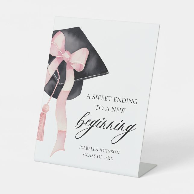 Bow Grad Party ein Süß, der zu einem neuen Anfang  Sockelschild (Vorderseite)