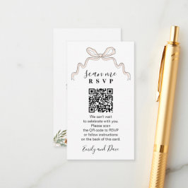 Bow Hand gezeichnete Wedding Website einfügen QR C Begleitkarte