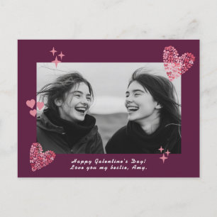 Bow Hearts Galentine's Day Custom Foto & Text Postkarte