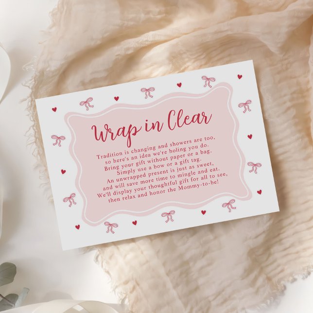 Bow Hearts Valentine Baby Shower Wrap In Clear Begleitkarte (Von Creator hochgeladen)