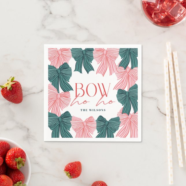 Bow Ho Ho Red & Green Bows Weihnachten Serviette (Beispiel)