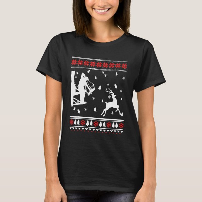 Bow Hunter Ugly Christmas Sweater Bowhunter Archer T-Shirt (Vorderseite)