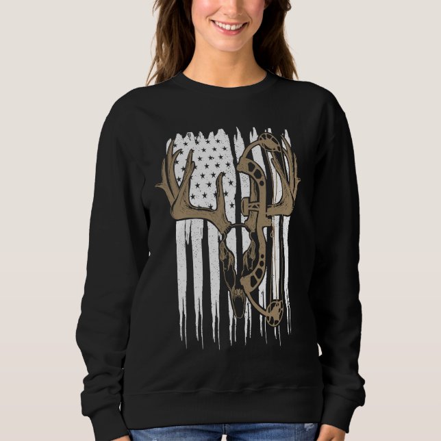 Bow Hunting Deer American Flag Archery Hunter Men  Sweatshirt (Vorderseite)