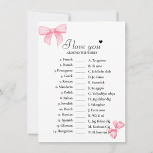Bow I Liebe Sie um die Welt Bridal Game Card Einladung