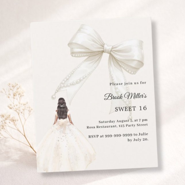 Bow ivory dress cream luxury Sweet 16 invitation (Von Creator hochgeladen)