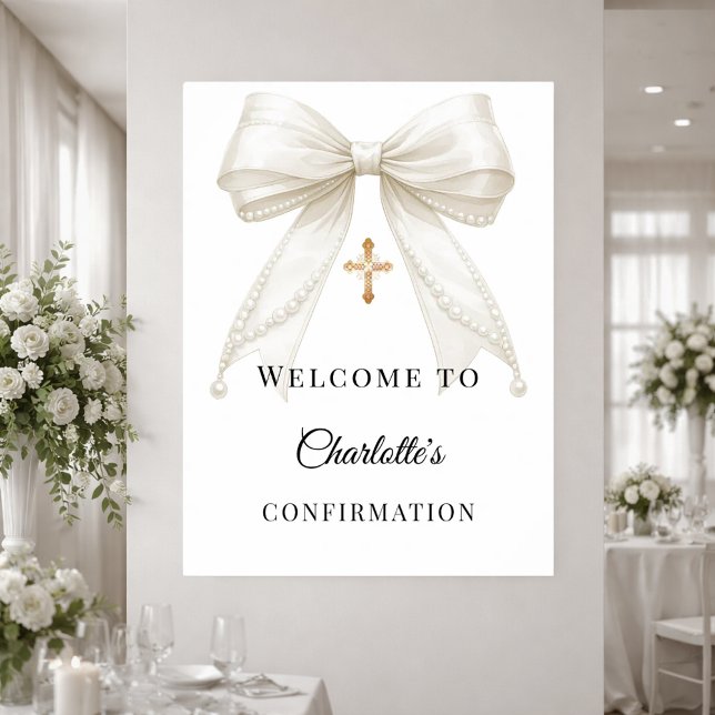 Bow ivory pearls Confirmation welcome Poster (Von Creator hochgeladen)