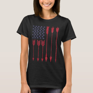 Bow Jagd auf Vintage amerikanische Flagge und Pfei T-Shirt
