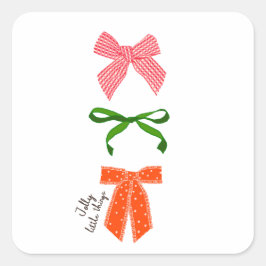 Bow Jolly Little Things Christmas  Quadratischer Aufkleber