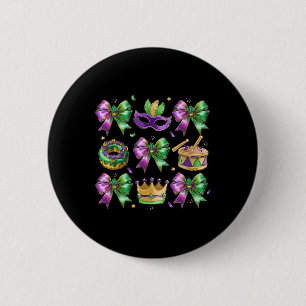 Bow King Cake Crown Mask Drum Mardi Gras Kostüm Button