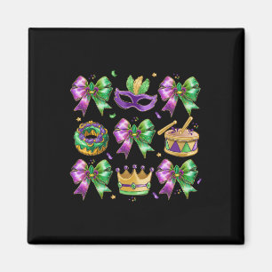 Bow King Cake Crown Mask Drum Mardi Gras Kostüm Magnet