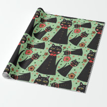 Bow Krawatte Black Cat Wrapping Paper