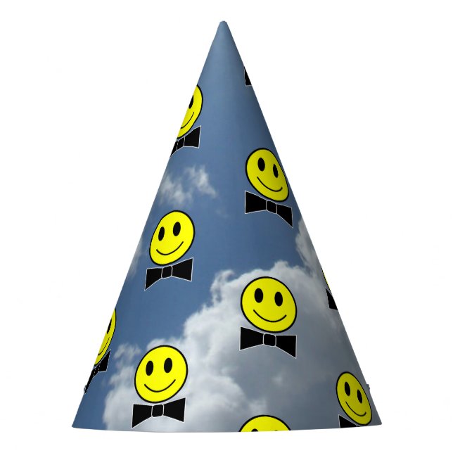 Bow Krawatte Happy Faces im Himmel Partyhütchen (Vorderseite)