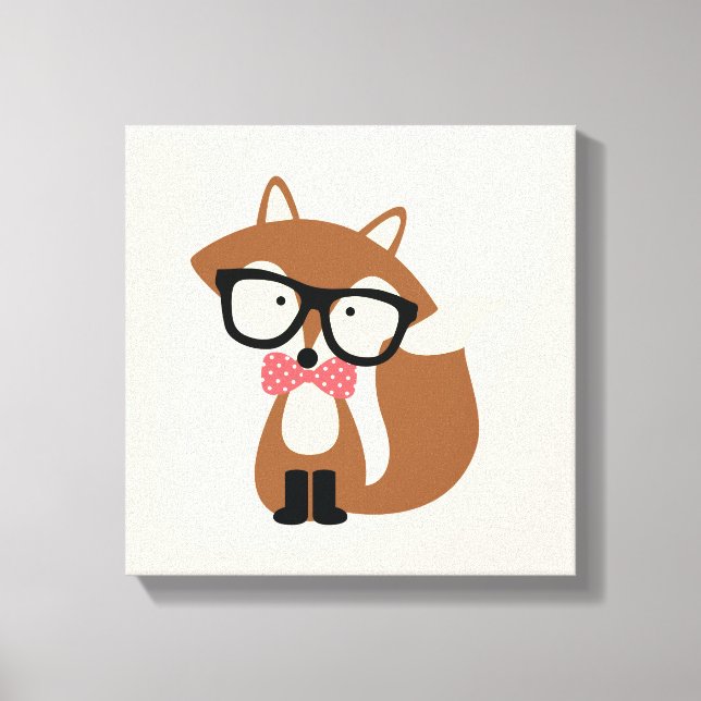 Bow Krawatte Hipster Brown Fox Leinwanddruck (Vorderseite)