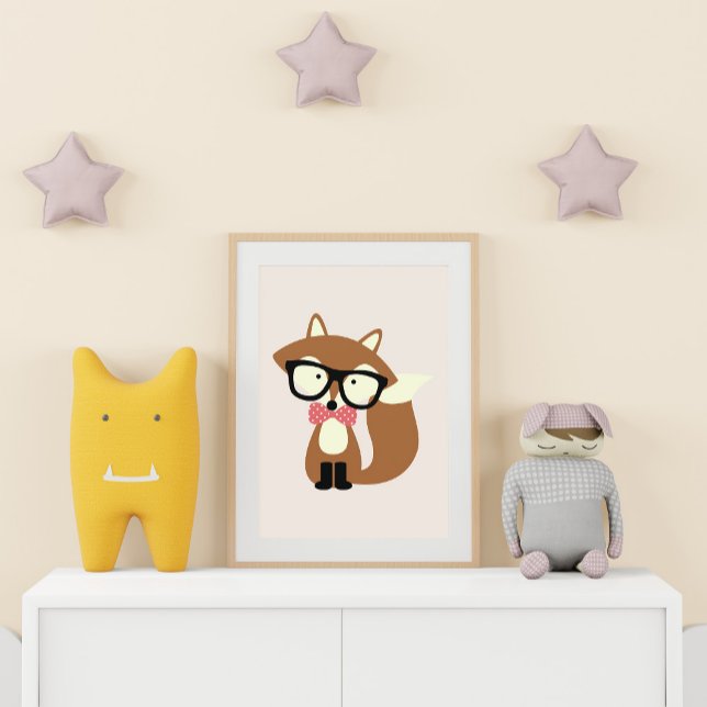 Bow Krawatte Hipster Brown Fox Poster (Von Creator hochgeladen)
