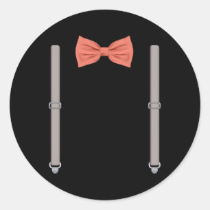 Bow-Krawatte mit Suspendiaten Hochzeit und Occasi Runder Aufkleber