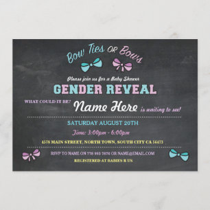 Bow Krawatte oder Bows Gender Reveal Baby Dusche e Einladung