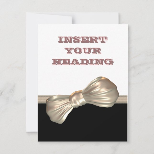 Bow Krawatte Schwarz-weiß Creme Einladung (Vorderseite)