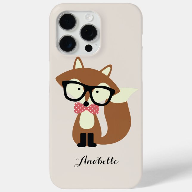 Bow Krawatte und Brille Hipster Brown Fox Personal Case-Mate iPhone Hülle (Rückseite)