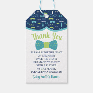 Bow Krawatte Vielen Dank für Tag, Blau, Grün Geschenkanhänger