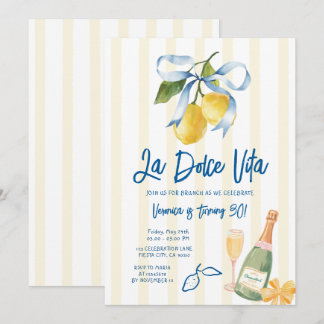 Bow La Dolce Vita 30th Lemon Citrus Birthday Party Einladung