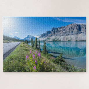 Bow Lake Banff Kanadische Rocky Mountains Spiegelu Puzzle