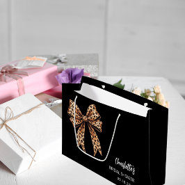 Bow Leopard drucken schwarzes Brautparty Große Geschenktüte