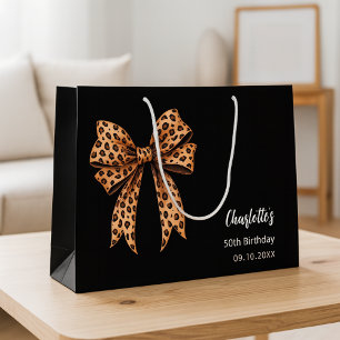 Bow Leopard Print schwarz Geburtstag Große Geschenktüte