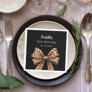 Bow Leopard Print schwarz Geburtstag Serviette