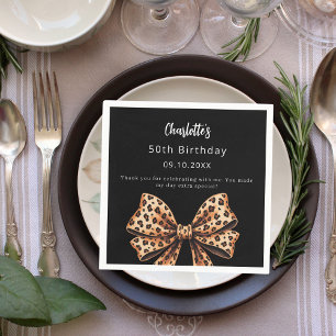Bow Leopard Print schwarz Geburtstag Serviette