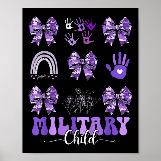 Bow Lila Camouflage Kids Bo Poster (Vorne)