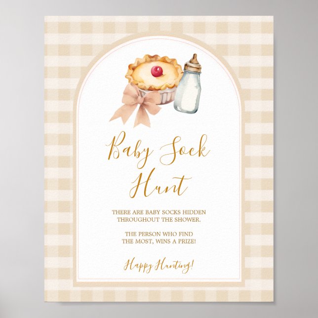 Bow Little Süsse Pie Pastel Gingham Baby Sock Hunt Poster (Vorne)